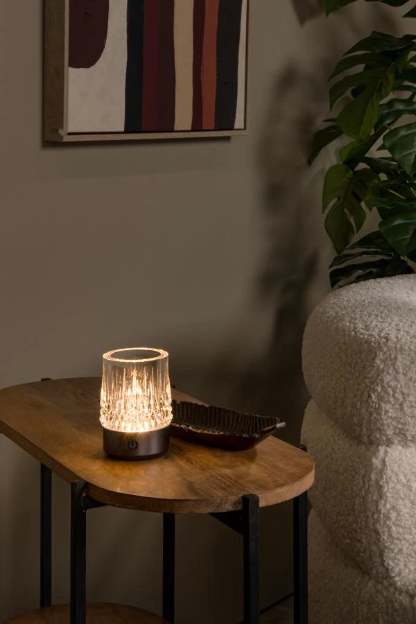 Lucide LILY - Rechargeable Table lamp - Battery pack - Ø 8 cm - LED Dim to warm - 1x3W 2700K/3000K - Gun Metal - Set of 3 - atmosphere 1